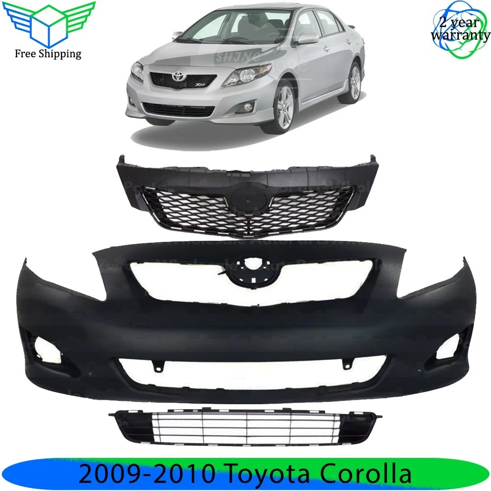 Front Bumper Cover Fascia & Grille Assembly Kit For 2009-2010 Toyota Corolla - Imagem 1 de 4