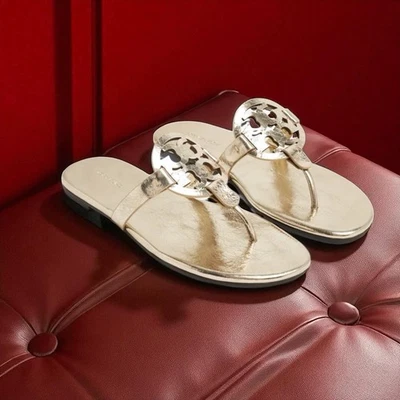 Tory Burch Miller Cuero Arrugado Metálico Talla 7 Foto 1 de 3