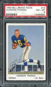 Bell Brand #15 1959 Clendon Thomas PSA 8 Los Angeles Rams College Salón de la Fama - Imagen 1 de 1
