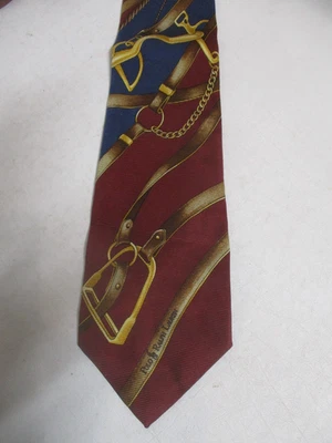 RALPH LAUREN Corbata de Caballo Ecuestre Para Hombre Seda Estampada 3.5" Ancho Foto 1 de 3
