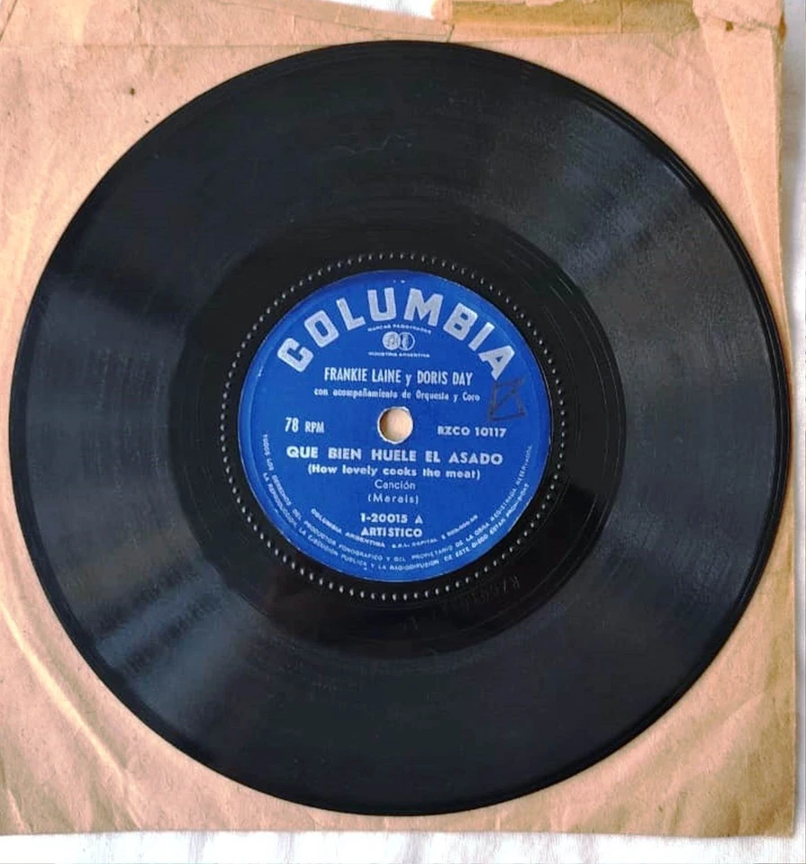 Doris DAy + Frankie Lane 7" (but 78rpm) rare vinyl record Argentina edition - Image 1 of 4