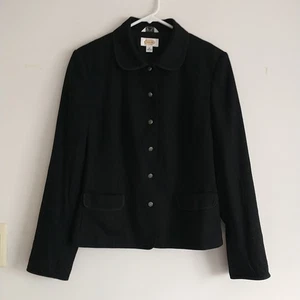 Talbots Blazer Jacket Womens 12 Black Wool Made In Italy Lined Pocket Classic - Picture 1 of 9