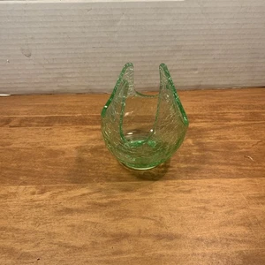 RARE Vintage VIKING Glass SPRING GREEN Crackle VOTIVE Epic PATIO Light Lite MCM - Picture 1 of 8