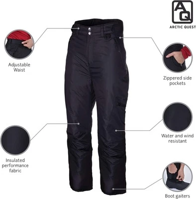 ARCTIC QUEST Hombres XL Pantalones de Esquí para Nieve Negros Aislados Impermeables Nuevo Equipo de Invierno Foto 1 de 4