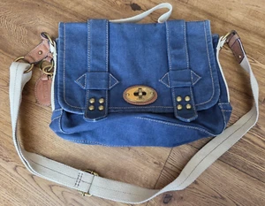 Fossil blue canvas shoulder bag - Picture 1 of 16