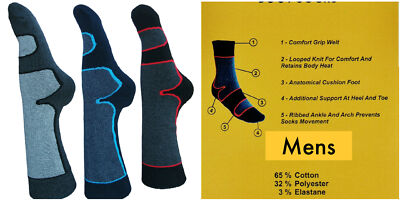 Men's Merino Wool Blend Thermal Socks - Soft Cushioned For Boots, Hiking, Work (Sizes 6-11)