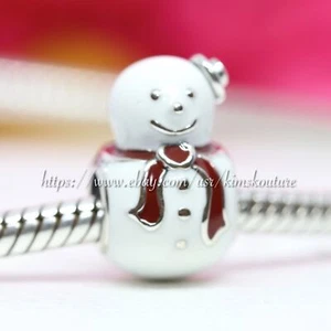 Authentic Happy Snowman White Enamel Sterling Silver Bead 791406ENMX - Picture 1 of 5