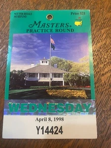 1998 Masters Badge Wednesday Practice & Par 3 Ticket - Sandy Lyle WINNER - Bild 1 von 2