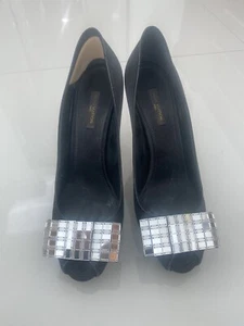Louis Vuitton LV Black Heels 7.5 Mirror Bow - Picture 1 of 11