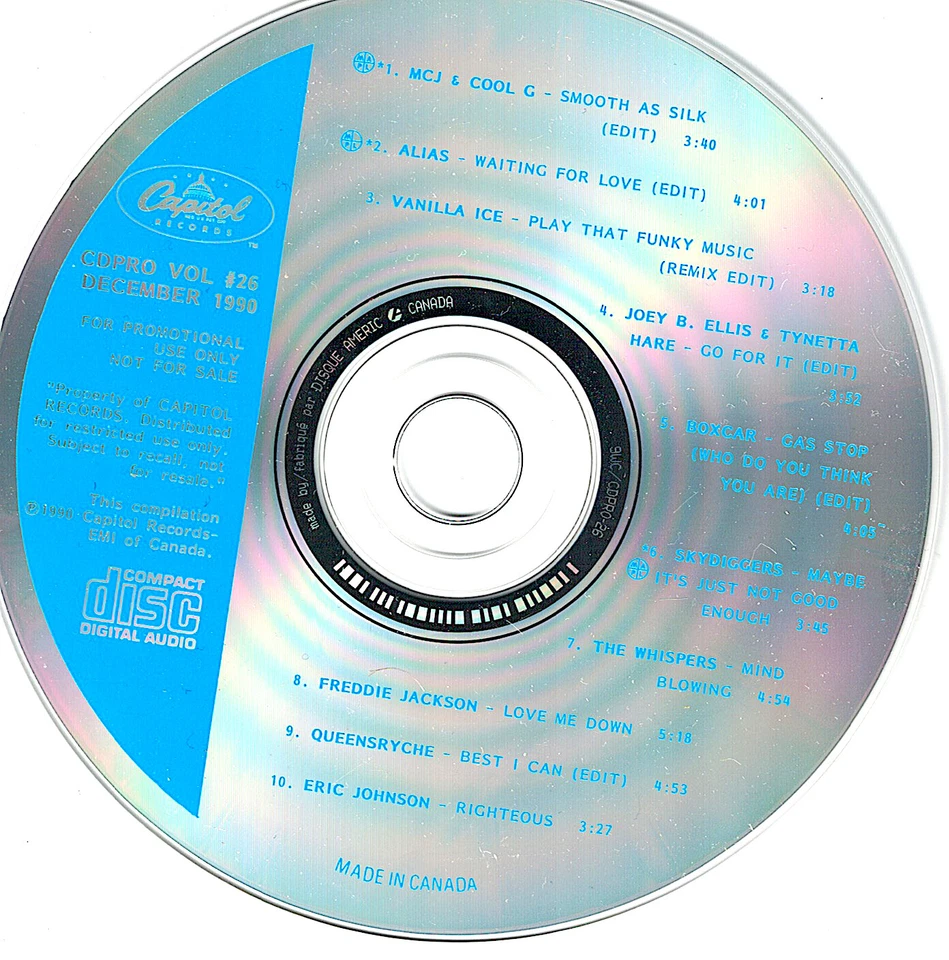 CANADA 1990 PROMO CD VARIOUS MCJ & COOL G + QUEENSRYCHE + VANILLA ICE + BOXAR - Image 1 of 1