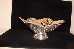 Vintage pierced sterling silver compote dish flower  leaf design - Picture 1 of 11