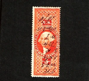 1862-71 Revenue First Issue Wash.$5 Red CONVEYANCE Sc#R89c Fabulous Pen Cancel - Picture 1 of 1