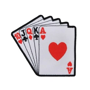 ab38★Tarjetas Royal Flush Poker Parche para planchar Imagen de planchado Parche 9 x 8,7 cm - Imagen 1 de 8