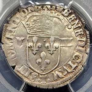 Single Finest Silver 1598-T France Nantes 1/8 Ecu Dup-1225 | PCGS AU55 - Picture 1 of 3
