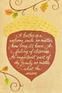 Heartfelt & Loving THANKSGIVING Greeting Card FOR BROTHER, Acorn by Hallmark +✉ - Picture 1 of 5