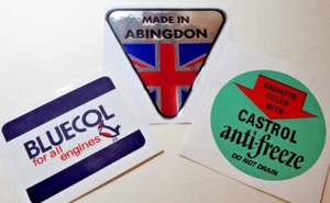 Bluecol Castrol Abingdon Stickers Healey Mini Cooper Jaguar Rover Triumph Lotus - Picture 1 of 5