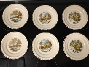 HARKERWARE CURRIER & IVES 6,5" BROT DESSERTTELLER WINTERSZENEN, 6er Set - Bild 1 von 8