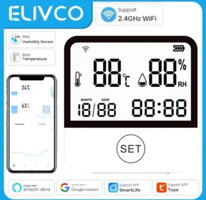 Tuya Smart WiFi Temperature Sensor Humidity Detector Home Hygrometer Thermometer - Picture 1 of 6