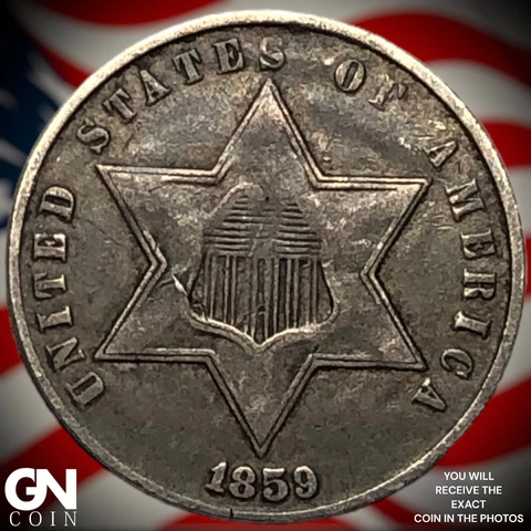 1859 3 Cent Silver Piece  Q8122 Cover