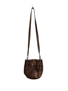 B. MAKOWSKI Bronze Leder Umhängetasche Handtasche Silber Hardware Magnetverschluss - Bild 1 von 8