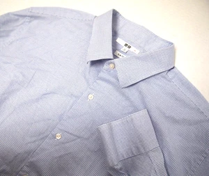 Uniqlo Herren Hemd XL Slim Fit Stretch weiß blau kariert langarm geknöpft - Bild 1 von 5