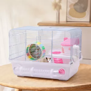 Portable Hamster Cage Carrier Small Animal House w/ Exercise Wheels, Tunnel Tube - Picture 1 of 15