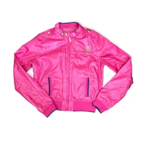 Chaqueta Cortavientos Vintage Años 90 Y2K Southpole Rosa Caliente Bordada Dorada S/M - Imagen 1 de 4