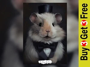 Formal Hamster Oil Style, Painting Print 5"x7" on Matte Paper - Picture 1 of 6