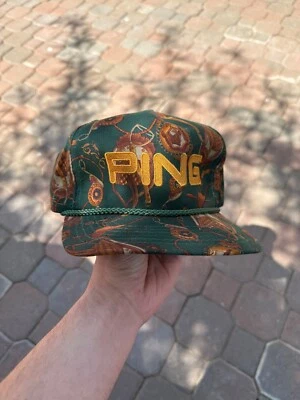 Chapéu Ping Vintage Ajustável Estampa Total Sela Couro Verde Strapback Golfe - Imagem 1 de 3