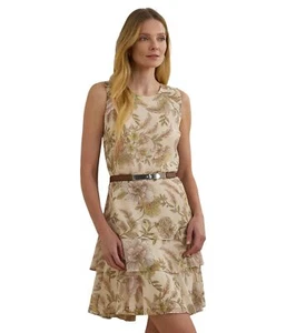 Lauren Ralph Lauren, Womens, Tyree-Sleeveless-Day Dress, Cream Multi, 6 - Picture 1 of 3