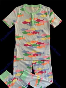 The Beaufort Bonnet Co (TBBC) Blue/Mint/Multi Fish Pima Cotton Sh Sleeve PJ-8yrs - Picture 1 of 9