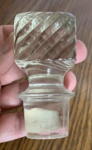 MCM Square Glass Stopper For Decanter Bottle Rib Box Shape Mid Century Mod. #31 - Picture 1 of 9