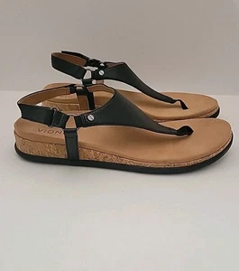 Vionic Kirra II Women's Orthopedic Slingback Post Toe Sandals 9.5 Black Leather - Picture 1 of 12