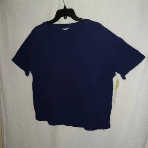 Blusa Top Caslon Para Mujer Gasa Mediana Azul Marino Bolsillo Frontal 100% Algodón (B6) - Imagen 1 de 7