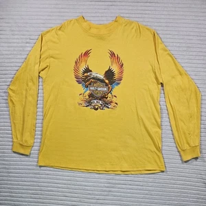 Harley Davidson Shirt Mens 2XL Yellow Long Sleeve Eagle 1998 USA Made VTG - Picture 1 of 15