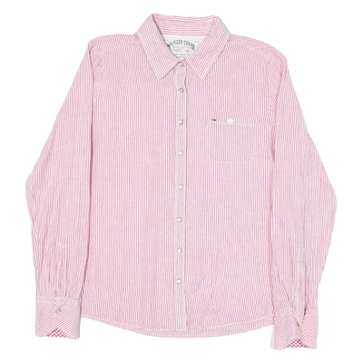 HILFIGER DENIM Womens Pink & White Striped Shirt XL Button Down Cotton Blend — 第 1/4 张图片