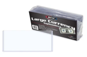 25 BCW Topload Banknote Sleeves Holders Large Size US Currency Rigid SAFE LONG - Picture 1 of 6
