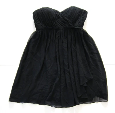 Vestido Donna Morgan Negro Chifón Acanalado Sin Tirantes Fiesta Baile de graduación Cóctel 10 Foto 1 de 4