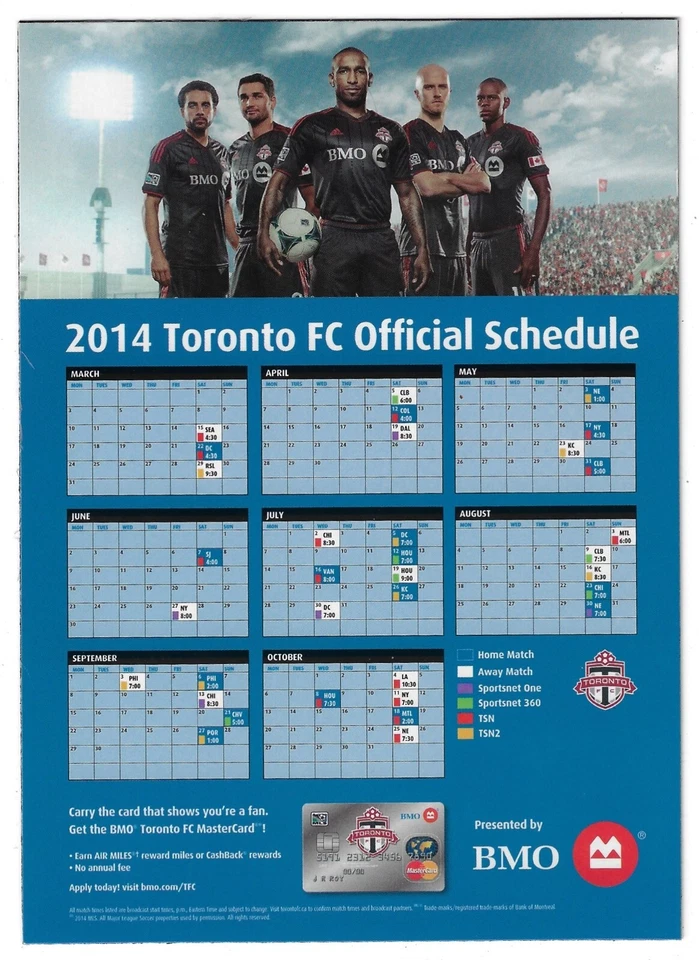 RARE 2014 Toronto FC MLS MAGNET Soccer Schedule !!! BMO — 第 1/1 张图片