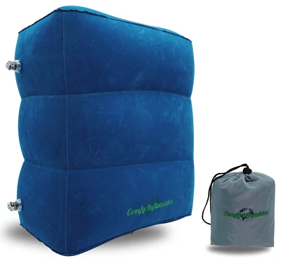 全新 脚凳 腿枕 充气 可调式 旅行 野营 房车 基本款 蓝色 — 第 1/4 张图片