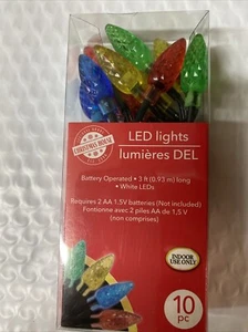 10 LED Battery Indoor Light String  Red Green Yellow Blue Faceted Bulbs - Picture 1 of 4