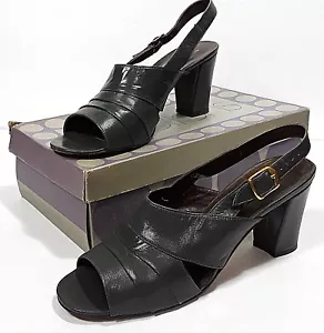 Vintage OPTIONS Grey Dress Sandals + Box Womens 8B Heel Pumps Open Toe Slingback - Picture 1 of 12