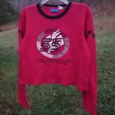 Cropped Long Sleeve Shirt Racing Theme Ringer Red Black Checkered Sleeves XL
