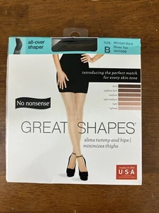 No Nonsense Great Shapes MIDNIGHT BLK Sheer Toe Pantyhose All-Over Shaper Size B - Picture 1 of 7