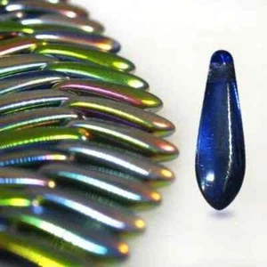 Vitrail de zafiro, 3x11 mm, 25 mini dagas, perforado lateralmente, (md50) - Imagen 1 de 1