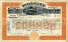 1902 Syracuse Rapid Transit RW Stock Certificate