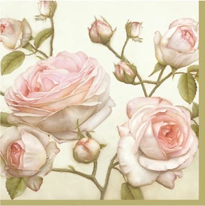 Serpientes de papel decoupage cóctel Lucy Beauty rosas rosa crema vintage 40 piezas - Imagen 1 de 3