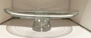 BLOCK CRYSTAL CAKE STAND PEDESTAL FOOTED PLATE LARGE 11 3/4” W x 3” T - Picture 1 of 8