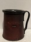 England Beer Stein Mug Leather Realhide Casing 2 Piece Ceramic Brass 3632 As Is