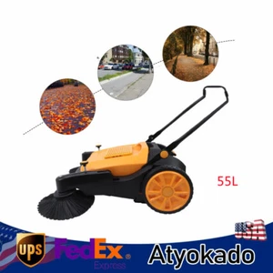 41" Hand-push Sweeper Industrial Walk-behind Floor Street Sweeping Cleaning 55L - Picture 1 of 12